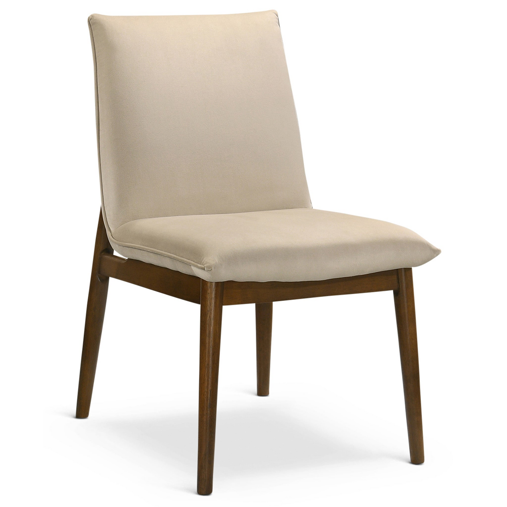 Monza Beige Velvet Dining Chair Set Of 2 Solid Beige,Brown Brown Dining Room Foam Wipe Clean Mid Century Modern Dining Chairs 1 Foam Solid Wood,Velvet