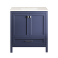 30 Inch Freestanding Bathroom Vanity With Sink, Carrara Engineered Marble Vanity Top With Undermounted Rectangular Ceramic Sink, Large Storage Soft Close Door, Navy Blue 24V03 30Nb Navy Blue Wood