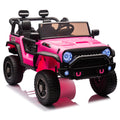 24V Two Seater Kids Ride On Truck Car W Parents Control,200W*2,Seat Width 20.28In,Four Wheel Suspension,Led Lights,Music,Mp3,Bluetooth,Two Independent Seat Belts,Suitable For Off Road For Kids Aged 3 Pink 100 149 Lbs Polypropylene