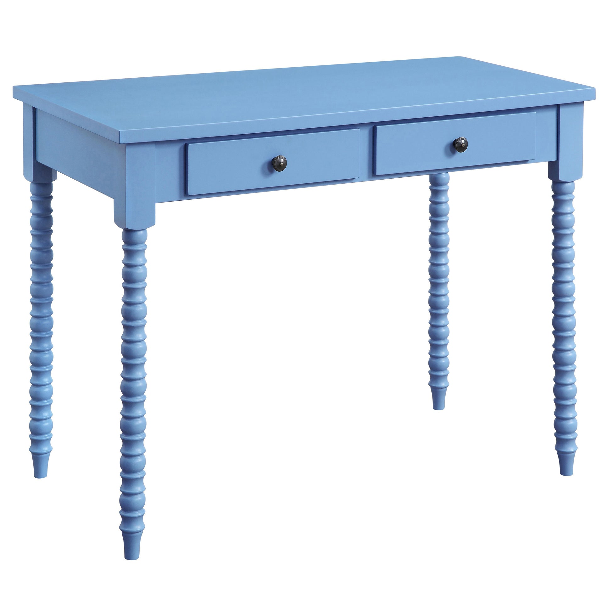 Blue 2 Drawer Writing Desk Blue Writting Desk Office Traditional Rubberwood Rectangular Drawers Desk Wood