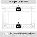 Metal Twin Over Twin Bunk Bed Heavy Duty Sturdy Metal Noise Reduced Safety Guardrail No Box Spring Needed,White Twin White Metal Metal