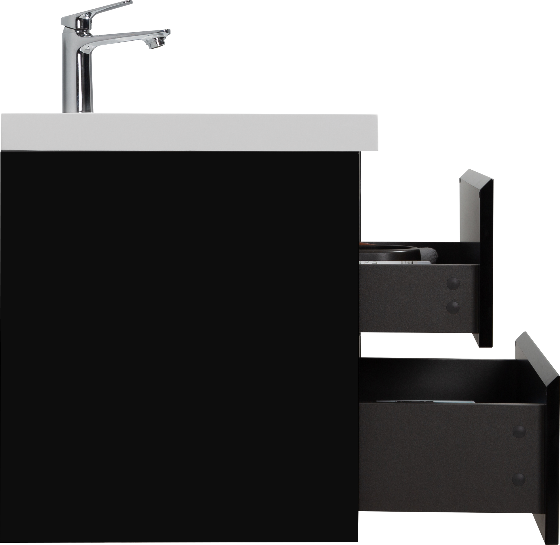 30" Floating Bathroom Vanity With Sink, Modern Wall Mounted Bathroom Storage Vanity Cabinet With Resin Top Basin And Soft Close Drawers, Glossy Black 24V11 30Gb 2 Black Bathroom Wall Mounted Mdf