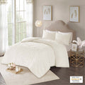 3 Piece Tufted Cotton Chenille Medallion Comforter Set Off White Full Queen Full Off White Cotton