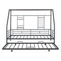 Twin Size Metal House Bed With Trundle, Black Twin Black Metal