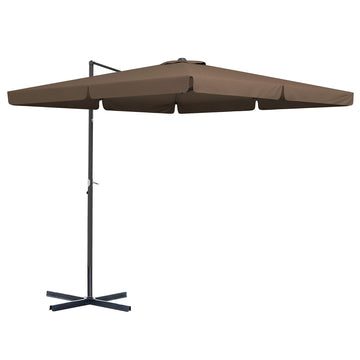 Outsunny 10' Cantilever Patio Umbrella, Square Offset Umbrella With Tilt, Crank, Cross Base, Aluminum Pole And Air Vent, Hanging Umbrella For Garden, Pool, Backyard, Tan Brown Aluminum