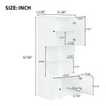 Tall And Wide Bathroom Floor Storage Cabinet, Bathroom Storage Unit, Freestanding Cabinet With 4 Doors, Adjustable Shelves, Open Multi Layer Shelves, White White Mdf