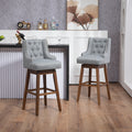 Coolmore Bar Stools Set Of 2 Counter Height Chairs With Footrest For Kitchen, Dining Room And 360 Degree Solid Wood Legs Swivel Bar Stools Set Of 2 Gray Linen Gray Foam Linen