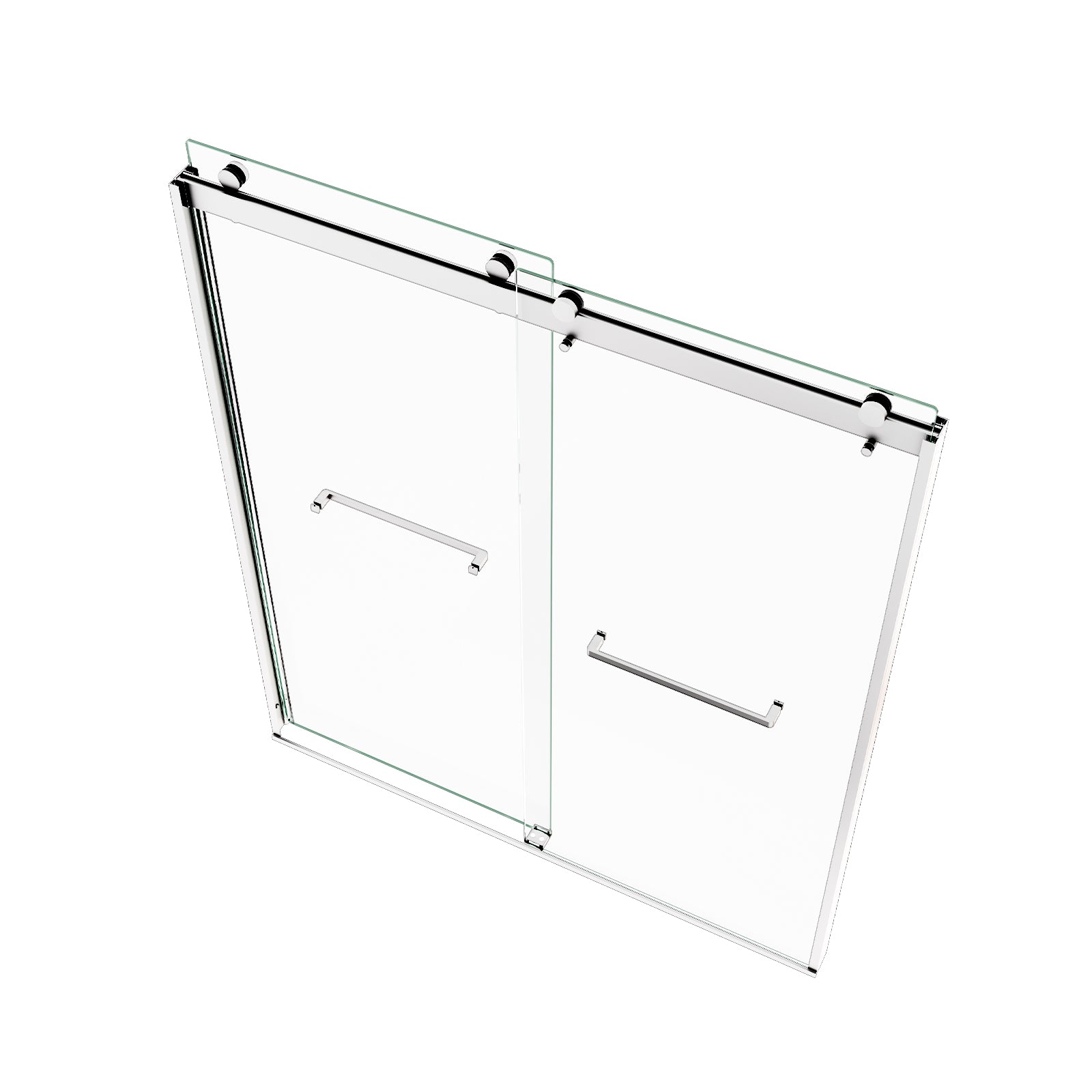 Bypass Shower Door, Sliding Door, With 5 16" Tempered Glass And Polished Chrome Finish 6074 Chrome Bathroom Stainless Steel