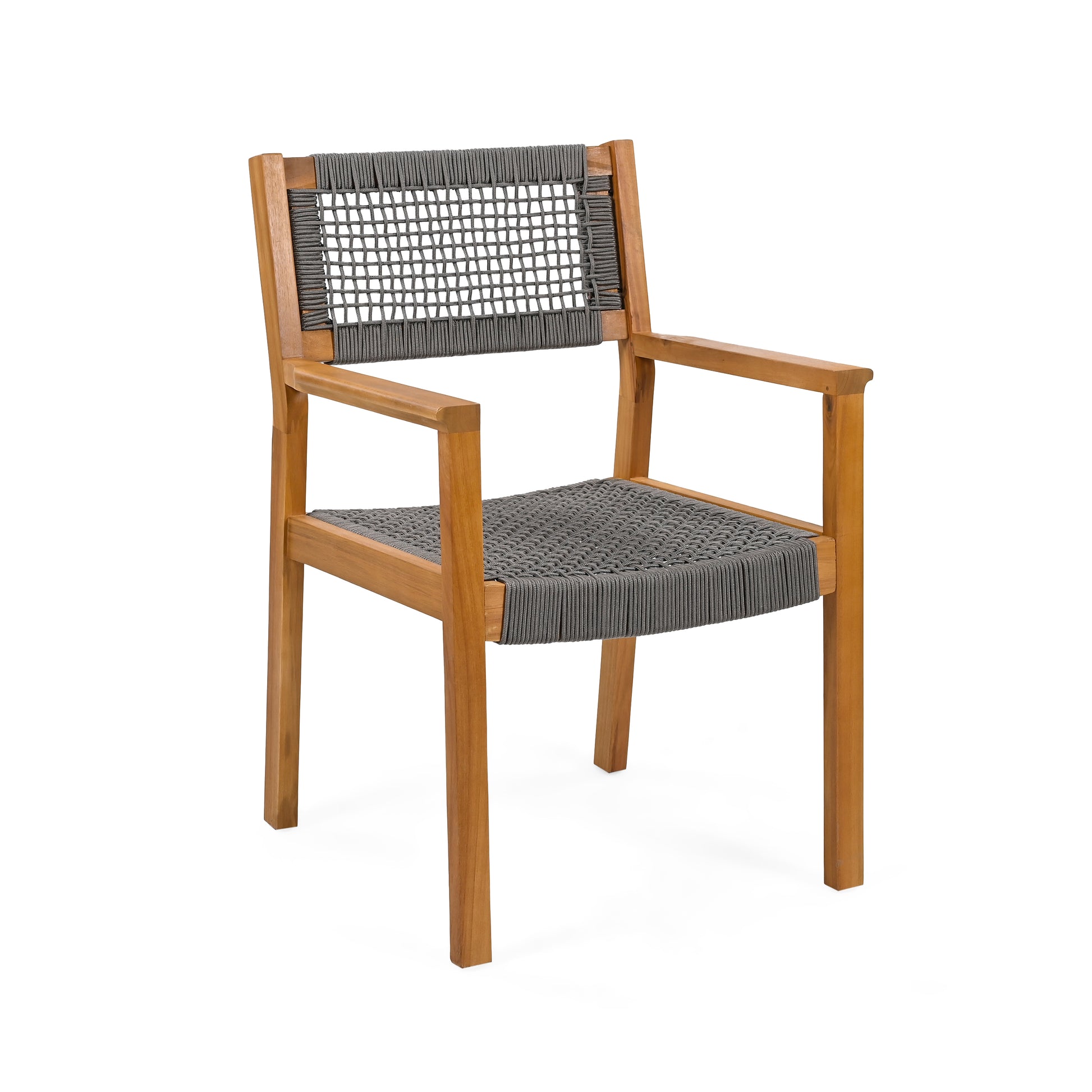 Braided Dining Chair Dark Grey Dark Grey,Teak Acacia Wood,Rope