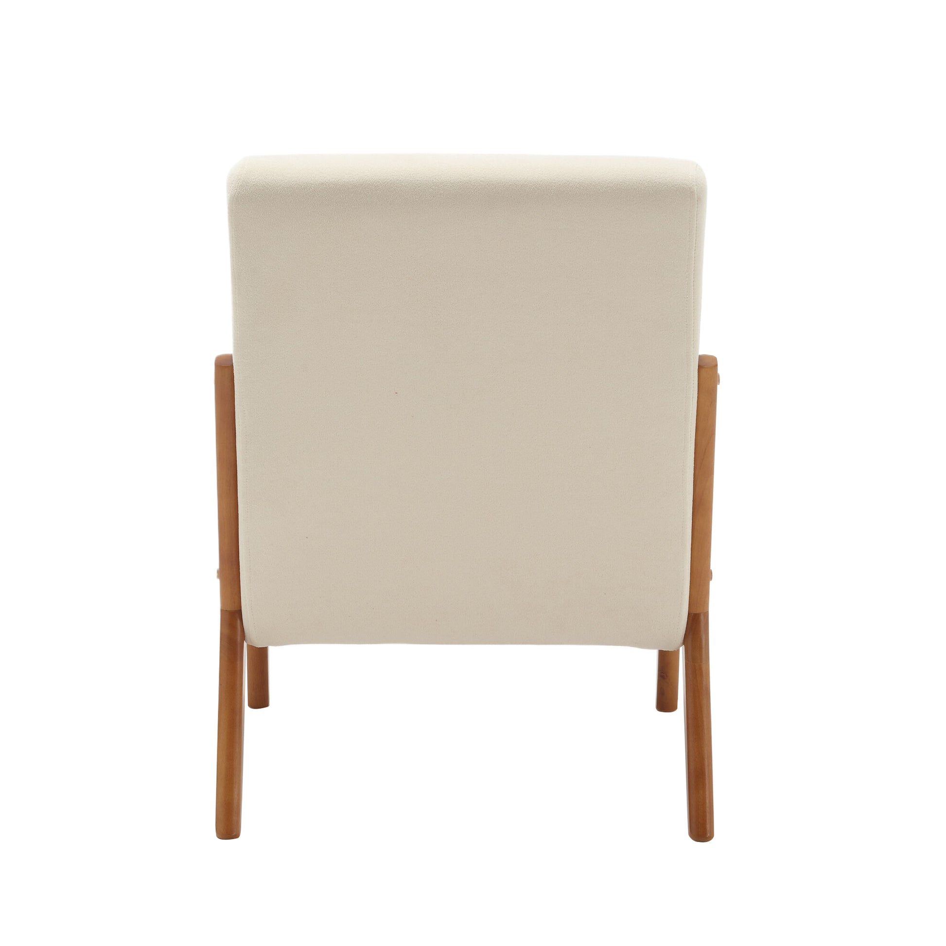 Coolmore Modern Accent Chair, Solid Wood Padding Lounge Armchairs With One Pillow For Living Room, Bedroom, Guest Room Beige Beige Brown Primary Living Space Modern Rubberwood Foam Velvet