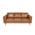 Modern Leather Sofa Caramel Leather 3 Seat