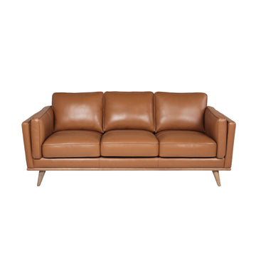 Modern Leather Sofa Caramel Leather 3 Seat