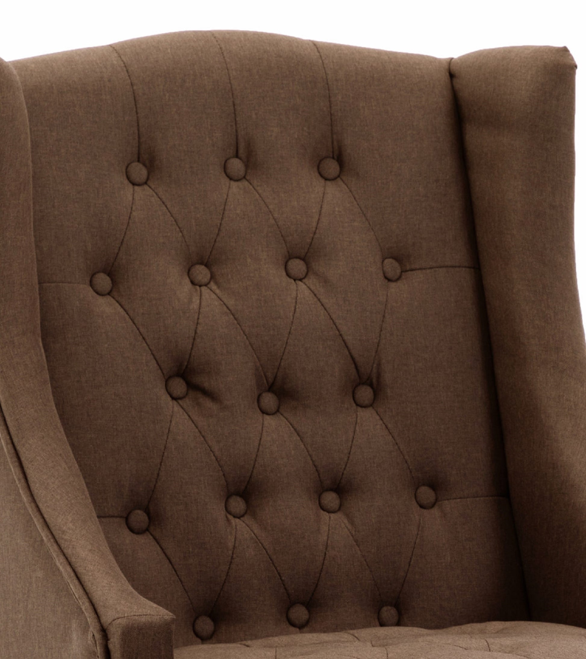 1Pc Modern Living Room Button Tufted Wingback Accent Chair Luxury Look Diamond Button Tufted Pattern Chocolate Color Chocolate Primary Living Space Traditional Foam Wood