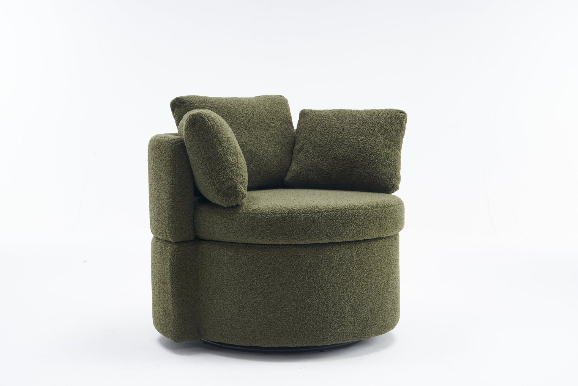 029 Teddy Fabric Swivel And Storage Chair With Back Cushion For Living Room,Green Green Primary Living Space Modern Foam Teddy