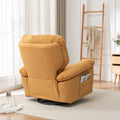 Yellow Relaxing Recliner Chair,Soft Artificial Fleece, Overstuffed, Swivel, Glider, Side Pocket Yellow Manual Push Button Wood Bedroom Medium Soft Tufted Back Heavy Duty Modern Push Button Oak