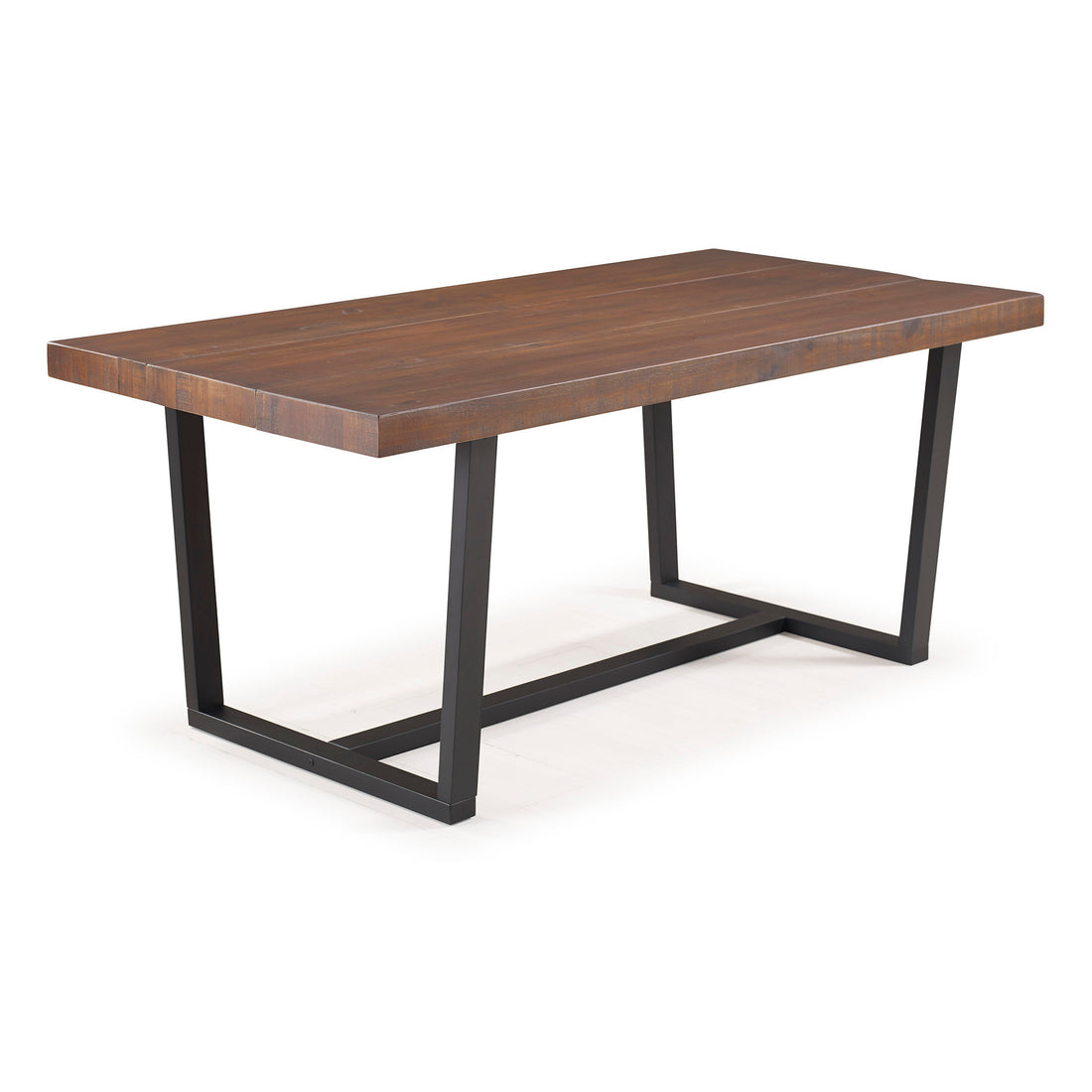 Modern Distressed Solid Wood And Metal Open Frame Dining Table Mahogany Mahogany Pine