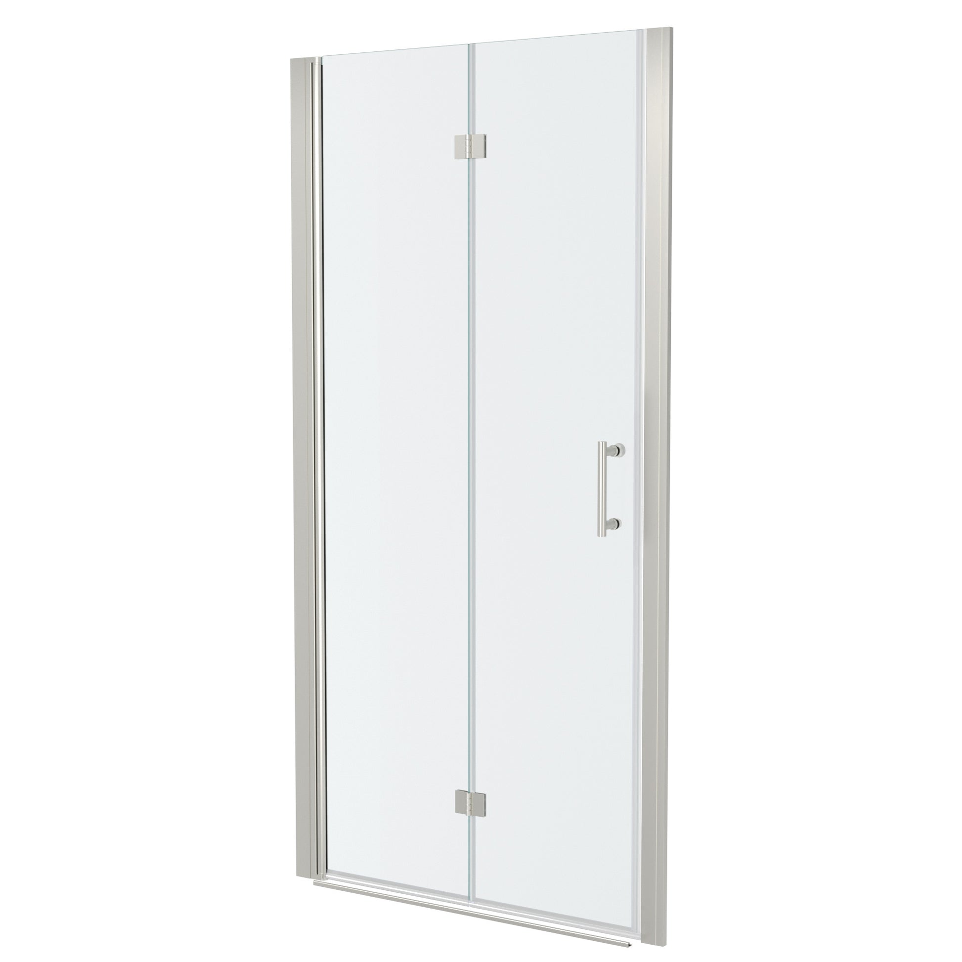 34"W X 72"H Fold Frameless Shower Door With Tempered Glass, Brushed Nickel Brushed Nickel Glass