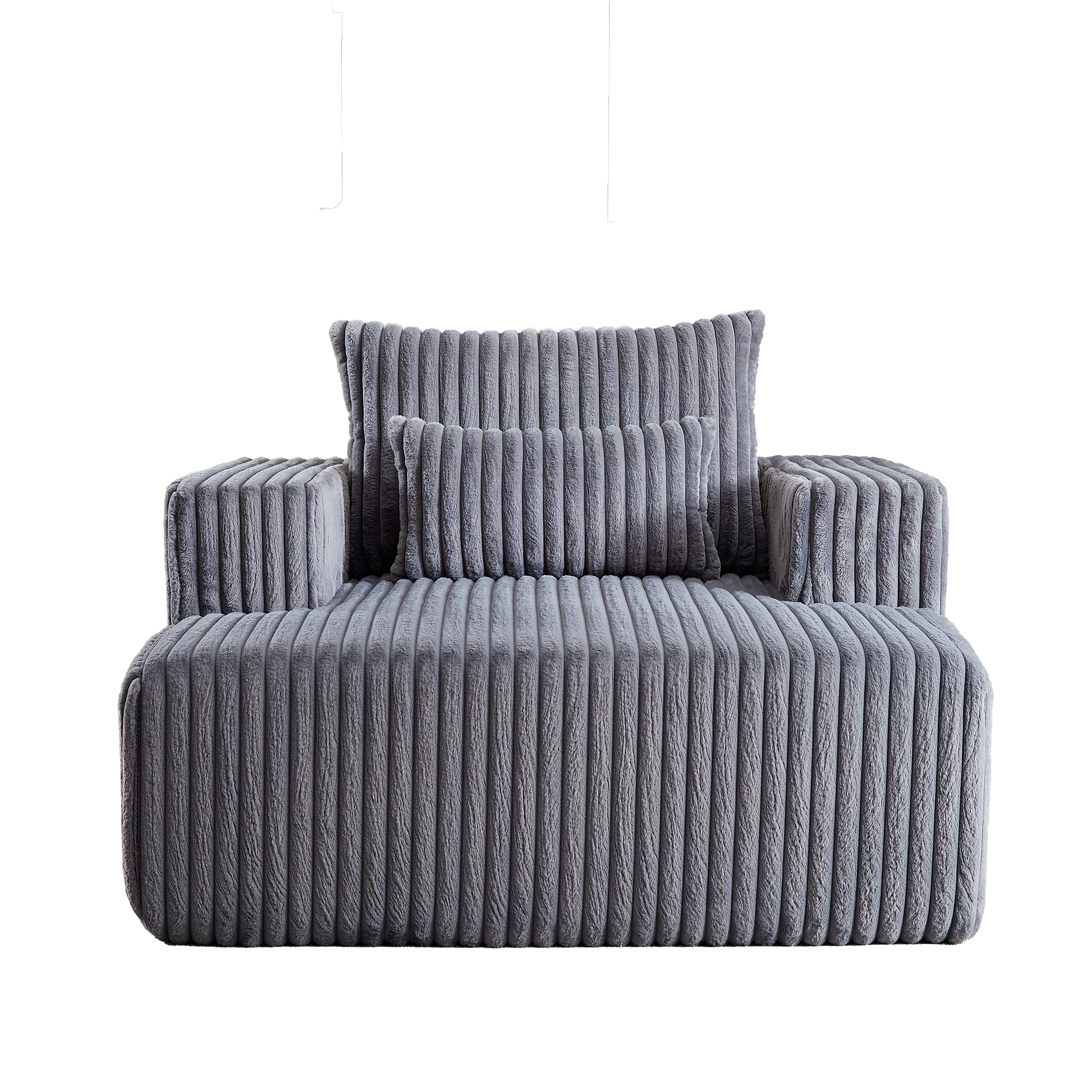 62.5 Inch Corduroy Sponge Sofa Lounge Chair,No Assembly Required,Fluffy Modern Sleeper Chair For Indoor Living Room Bedroom Grey Foam Corduroy 1 Seat