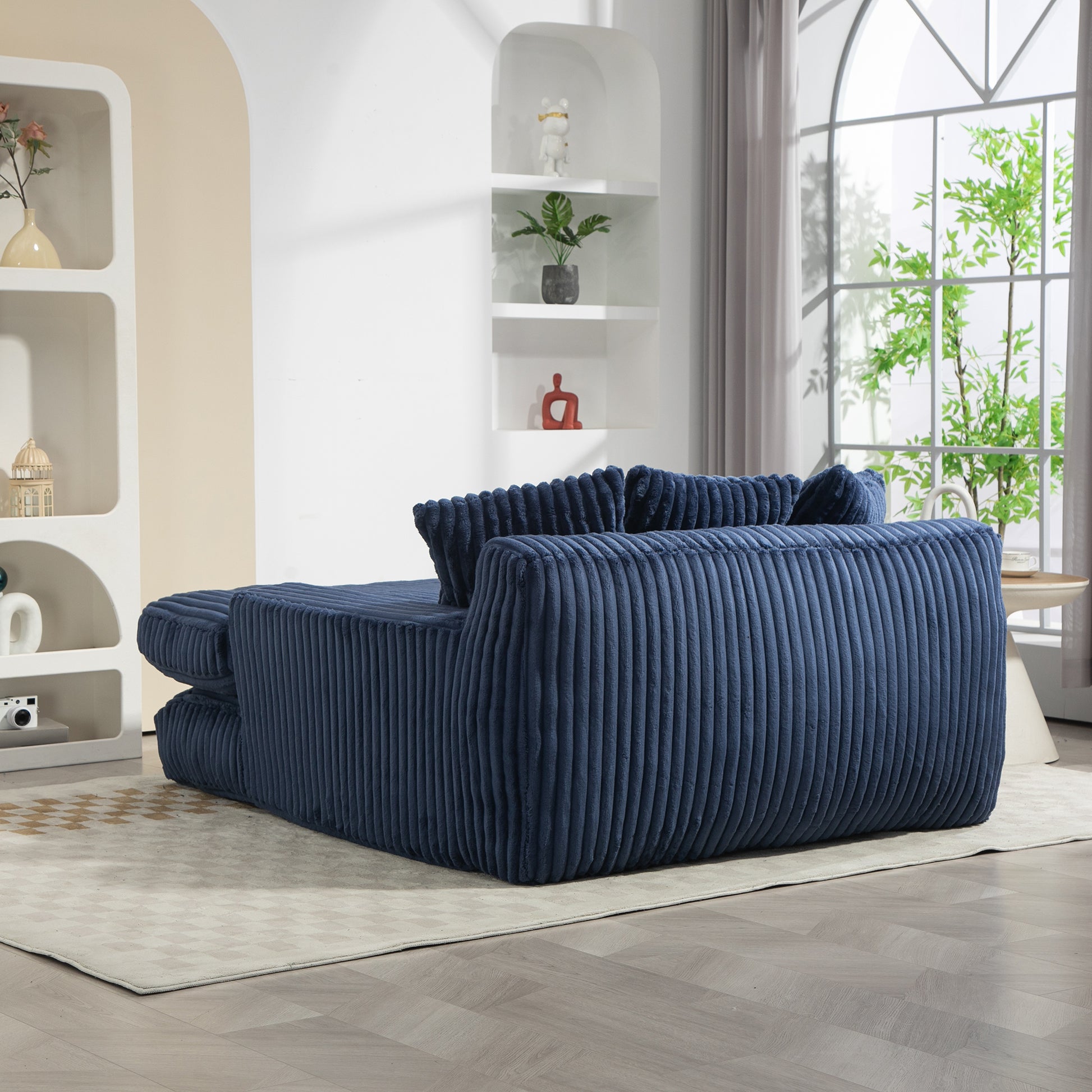 Coolmore Corduroy Lazy Sofa With 3 Back Pillows,Comfy Sofa Deep Seat Couch For Living Room,Club Navy Navy Primary Living Space Foam Corduroy 1 Seat