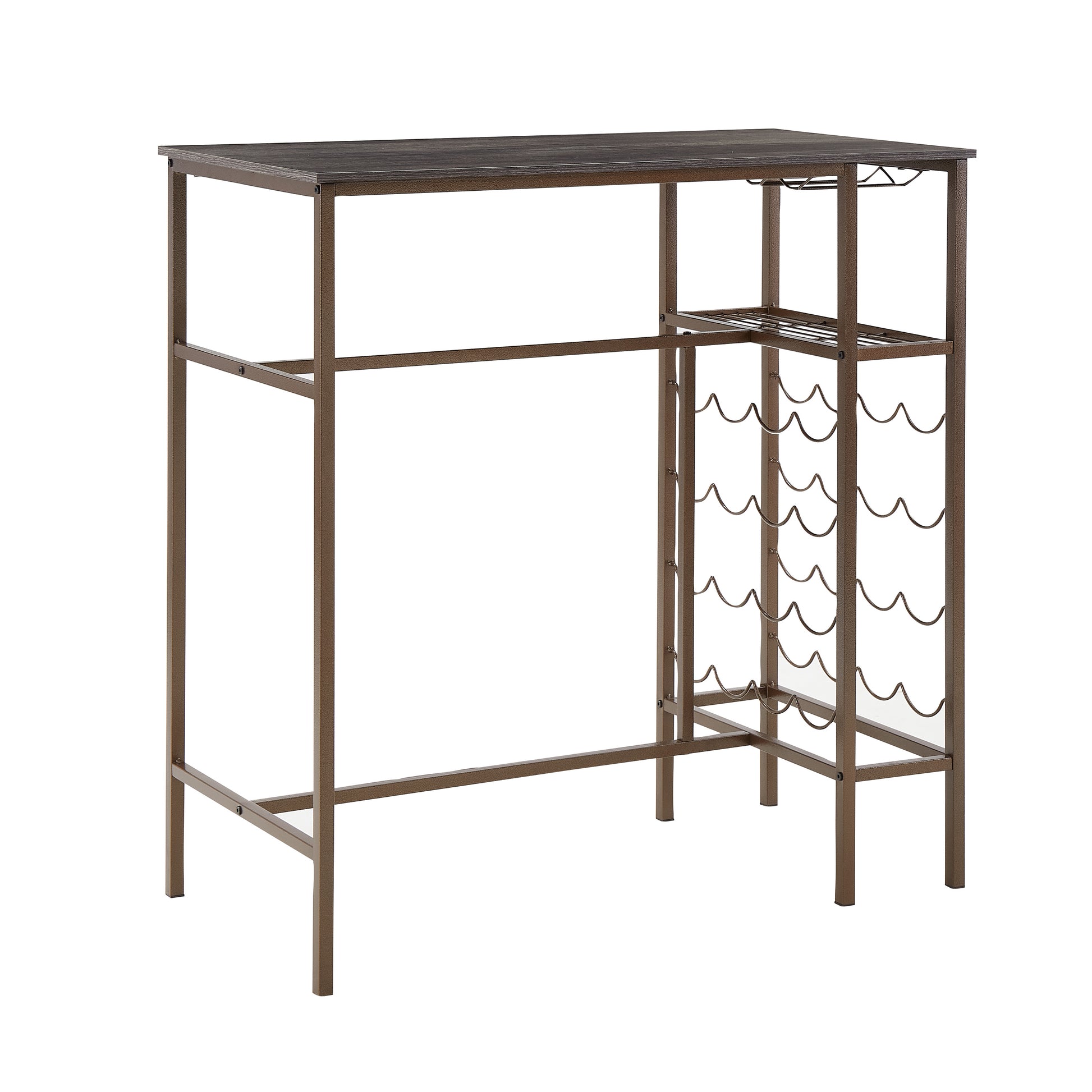 3 Piece Bar Steels Kitchen Dining Room Table Set Retro Brown Bar Chair For Dining Room Antique Brown Seats 2 Brown Dining Room American Design,American Traditional,Antique Rectangular Metal & Wood Dining Table With Chair Metal & Wood