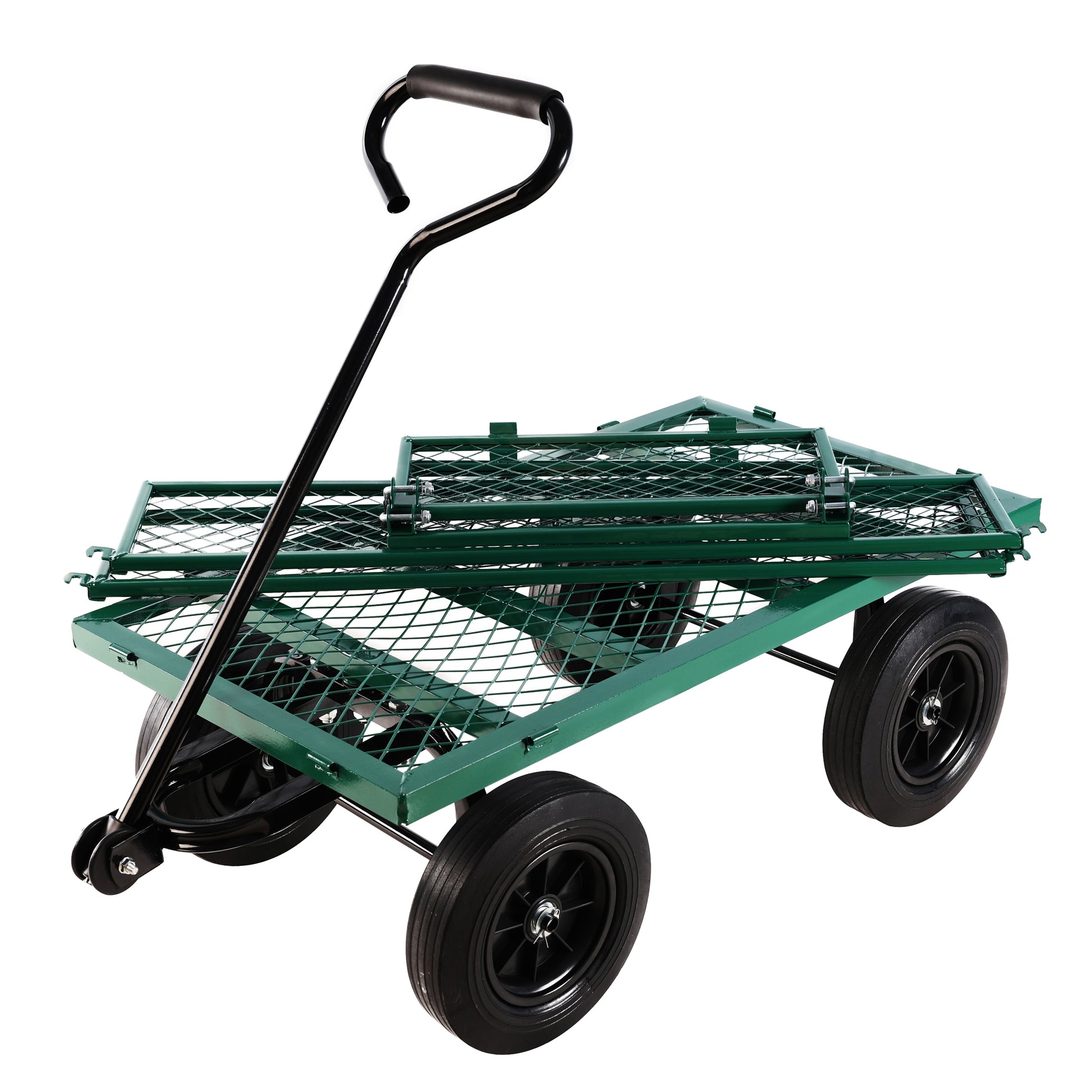 Green Solid Wheels Wagon Cart Solid Wheels Tools Cart Wagon Cart Garden Cart Trucks Make It Easier To Transport Firewood Green Metal