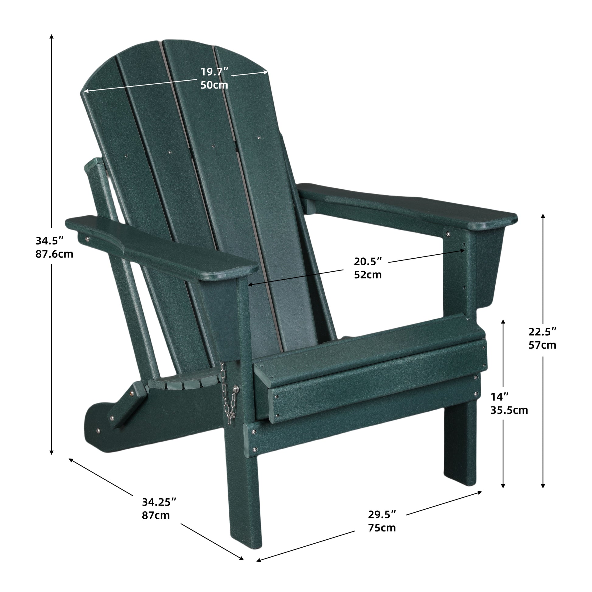 Folding Adirondack Chair, Relaxing Stackable Arm Rest Ergonomic Hdpe All Weather Adirondack Chair No Adirondack Dark Green Uv Resistant Frame Garden & Outdoor American Design,American Traditional Complete Patio Sets Hdpe