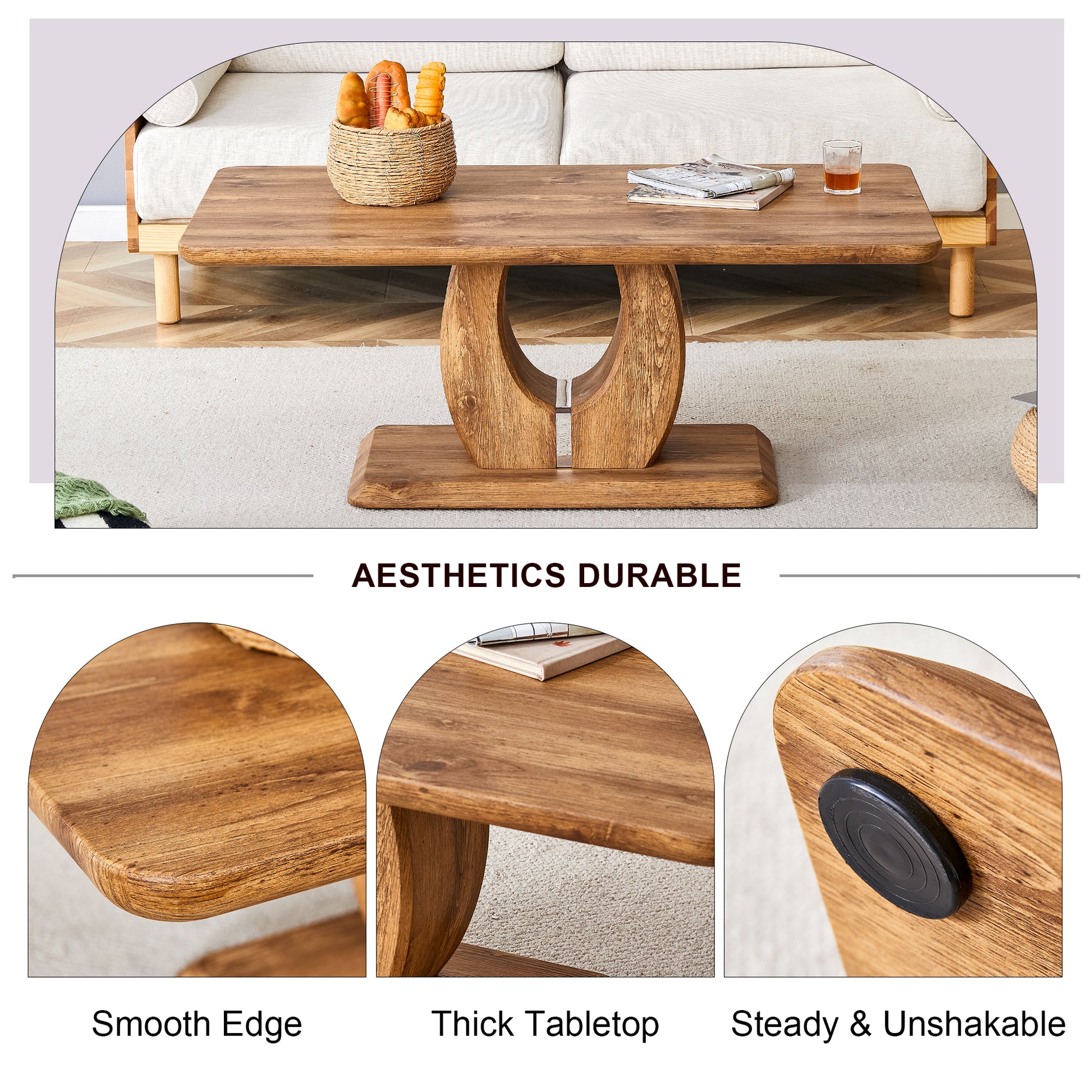 Modern Simple Luxury Rectangular Coffee Table In Wood Color. The Computer Desk. The Game Table. Suitable For Dining Room, Living Room, Terrace, Kitchen. 47 "X 25.6" 18" Wood Mdf