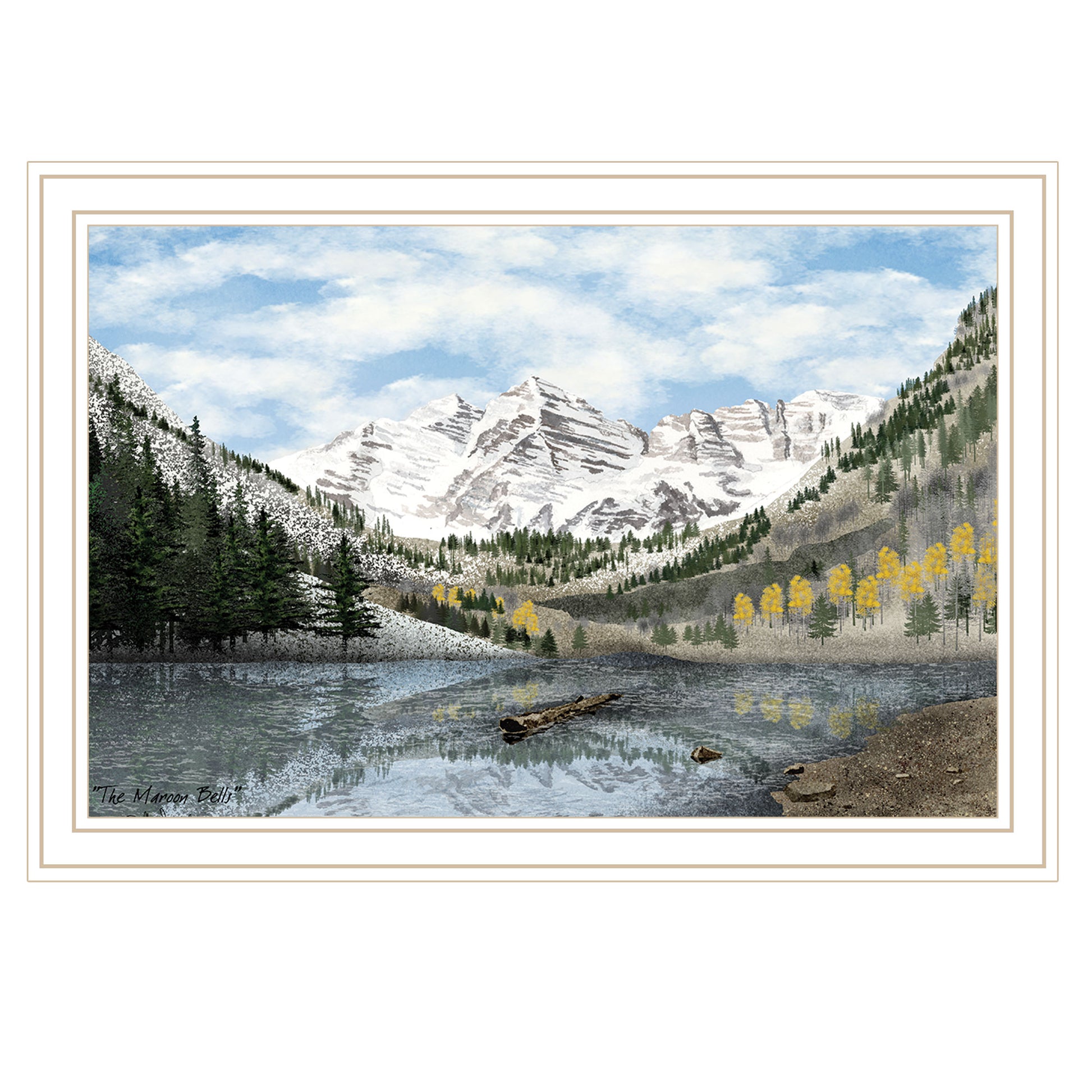 The Maroon Bells White Framed Wall Art For Living Room, Bedroom Wall Art Print For Home Decor By Billy Jacobs Multicolor Wood Paper