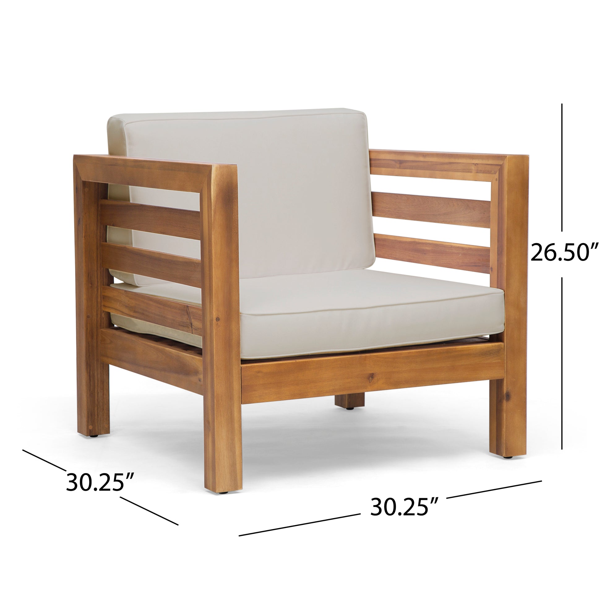 Oana Club Chair Beige Acacia Wood