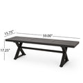 Outdoor Dining Bench, Antique Matte Black Black Aluminium