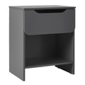 Modern Minimalist 1 Drawer Nightstand With Cubby Dark Grey Dark Gray Mdf Mdf