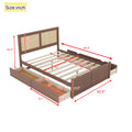 Queen Size Wood Storage Platform Bed With 4 Drawers, Rattan Headboard, Espresso Box Spring Not Required Queen Antique Espresso Wood Bedroom Bed Frame Wood Rattan