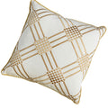 Contemporary Style Set Of 2 Throw Pillows With Diamond Patterns, Ivory, Yellow Ivory Polyester