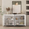 Storage Cabinet Buffet Cabinet With 2 Cabinet, 4 Doors, Metal Leg, Sideboard Wooden Cabinet, Entryway Floor Cabinet For Living Room, Study, And Entryway White White Mdf