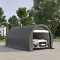 Outsunny 10' X 16' Carport, Heavy Duty Portable Garage Storage Tent With Large Zippered Door, Anti Uv Pe Canopy Cover For Car, Truck, Boat, Motorcycle, Bike, Garden Tools, Outdoor Work, Gray Grey Steel