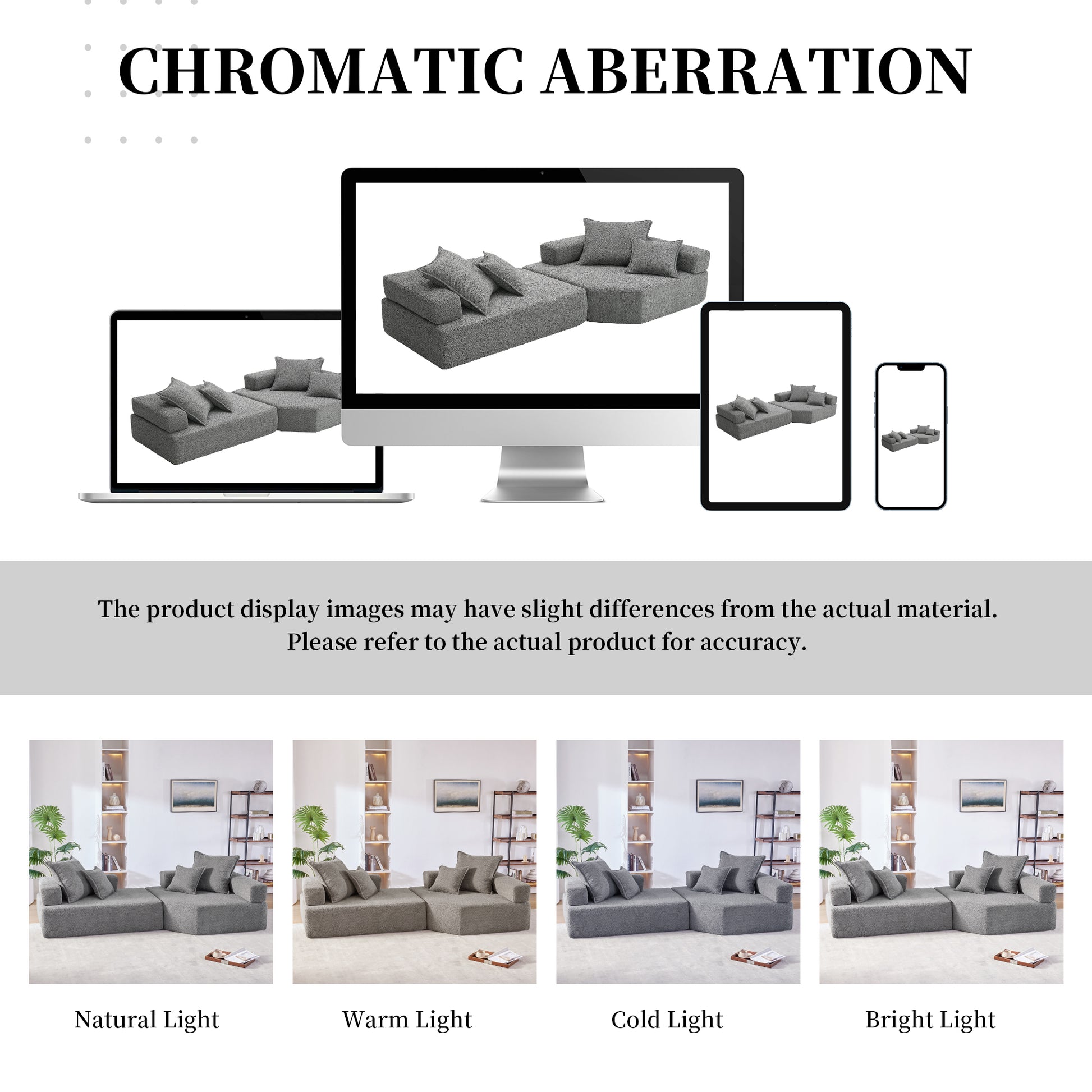 Oversized Modular Sectional Sofa,Luxury Boucle Floor Couch Set,Convertible Sleeper Couch,Spacious Foam Filled Sofa Bed For Living Room,2 Pc Free Combination,2 Colors Gray Boucle 4 Seat