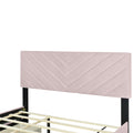 Queen Size Upholstered Platform Bed With Twill Headboard, Pullout Bed And Two Drawers, Flannel,Pink Queen Pink Mdf Lvl