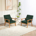 Leisure Chair With Solid Wood Armrest And Feet, Leisure Chair, Wood Frame, Velvet, Solid Rubber Wood Legs, Mid Century Modern Accent Chair, For Living Room Bedroom Studio Chair,Two Packs Emerald Corduroy