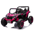 24V Two Seater Kids Ride On Utv W Parents Remote Control,Four Wheel Suspension,Slow Start,Large Wheel Design,Anti Collision Bar,Storage Space,Music,Usb,Bluetooth,Volume Control,Led Lights For Kids 3 . Pink 100 149 Lbs Polypropylene