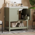 30 Inch Green Bathroom Vanity With Ceramic Sink And Versatile Storage Ideal For Small Bathrooms Green Bathroom Solid Wood Mdf