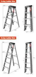 Fiberglass Step Ladder 4 Steps 250Lbs Black Grey Fiberglass