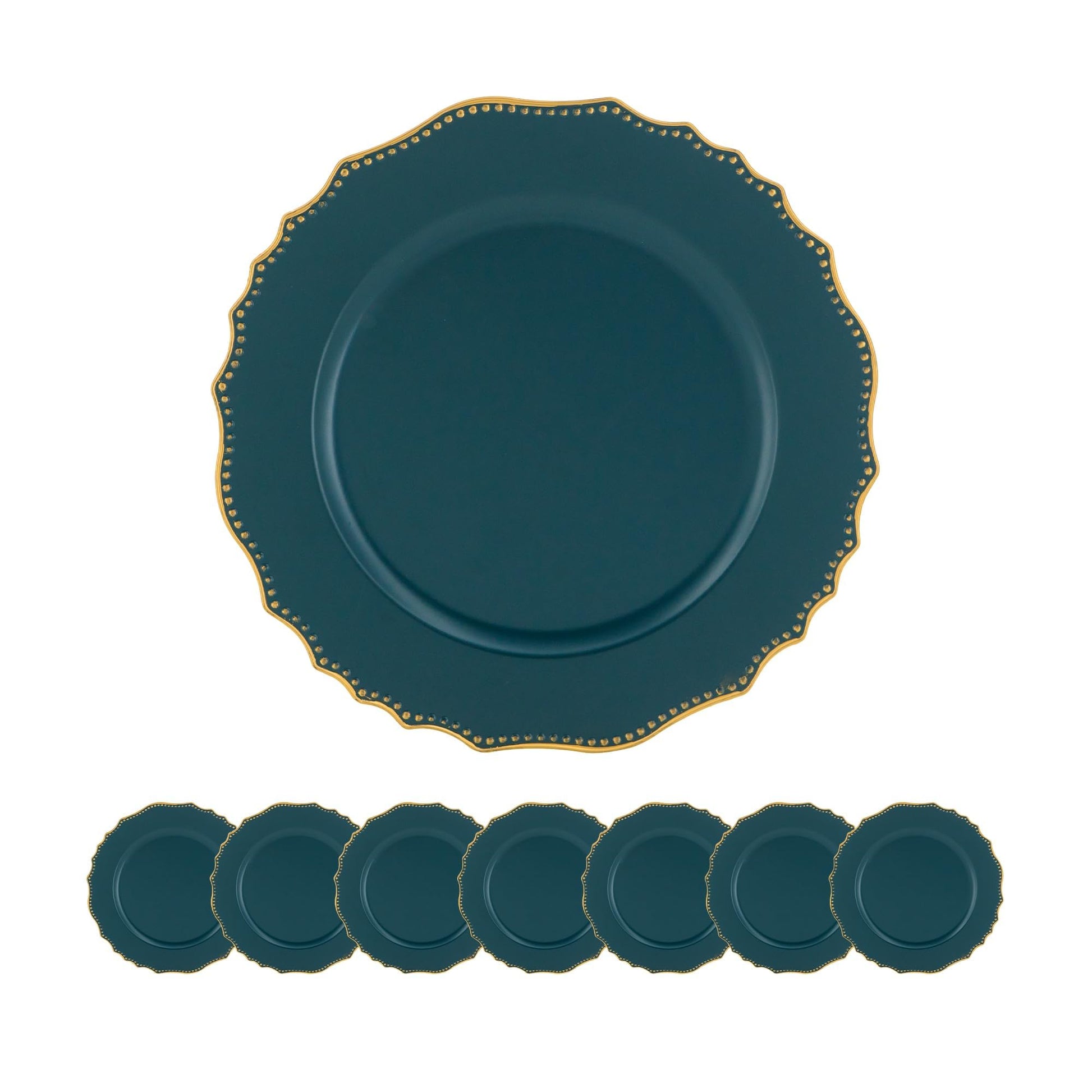 8 Pack Plastic Charger Plate, D13" Blue Polypropylene
