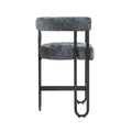 Coolmore Bar Stools Set Of 2, Modern Bar Stool With Back, Black Metal Frames, Upholstered Bar Stools For Kitchen Island, Pub, Club Gray Chenille Gray Dining Room Foam Chenille