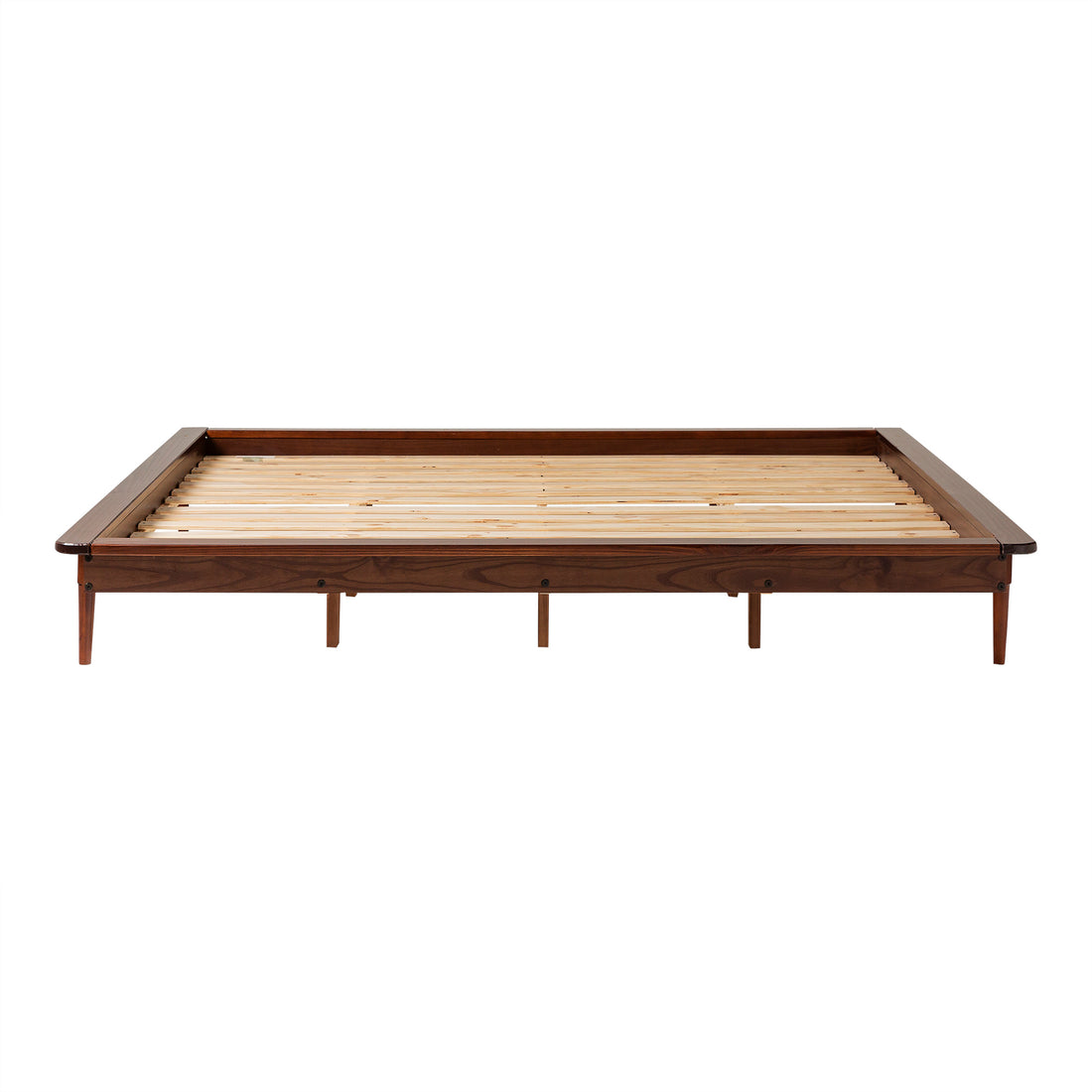 Mid Century Modern Solid Wood King Platform Bed Frame Walnut Walnut Pine