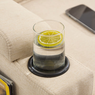 Beige Color Knock Down 3 Seat Combo Sofa With Storage Ottoman For Living Room Apartment Bedroom And Compact Room, Upholstered Sectional Couch, L Shaped Bench With A Footrest, A Individual Sto White