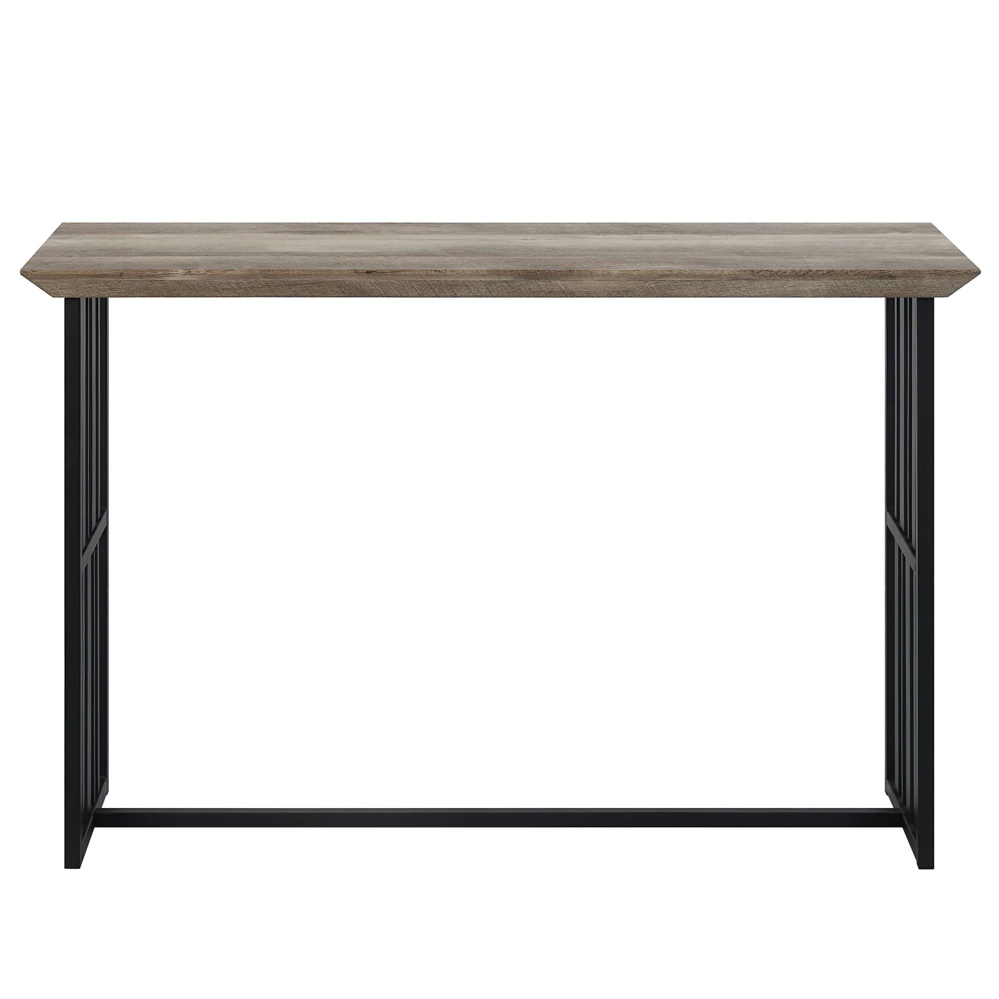 Antique Oak And Black Sofa Table With Double Pedestal Oak Primary Living Space Industrial Round Wood Metal Pedestal