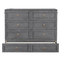 Full Size Murphy Bed With Large Drawers,Gray Full Gray Plywood