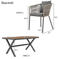 7 Pieces Patio Dining Set, All Weather Outdoor Furniture Set With Dining Table And Chairs, Acacia Wood Tabletop, Metal Frame, For For Garden, Backyard, Balcony, Grey Yes Grey Seats 6 Garden &