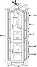 Corner Curio Cabinet With Lights, Adjustable Tempered Glass Shelves, Mirrored Back, Display Cabinet,Walnut E26 Light Bulb Not Included Walnut Mdf