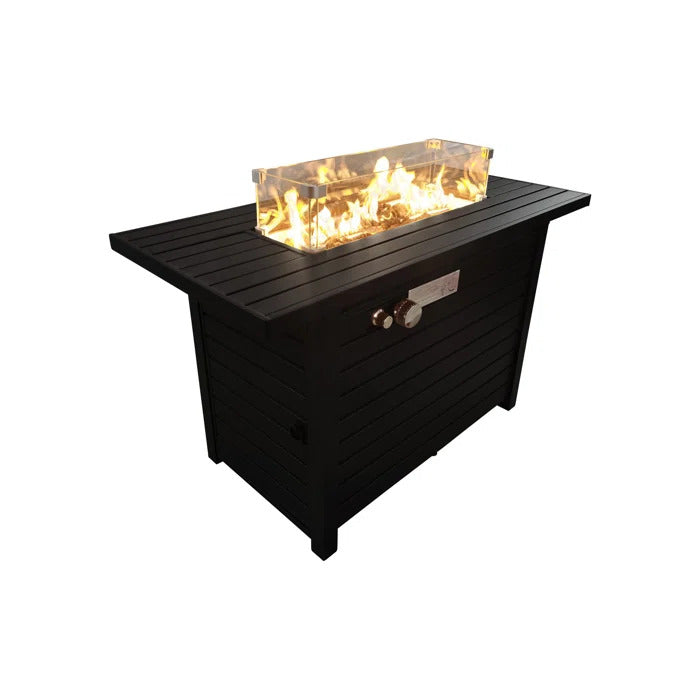 24" H Steel Propane Outdoor Fire Pit Table With Lid Black Steel